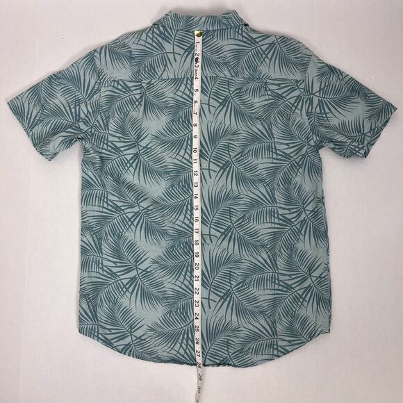 Hang Ten Button Up Shirt Mens Medium Short Sleeve‎ Linen Tropical Cabana Resort - Picture 10 of 14
